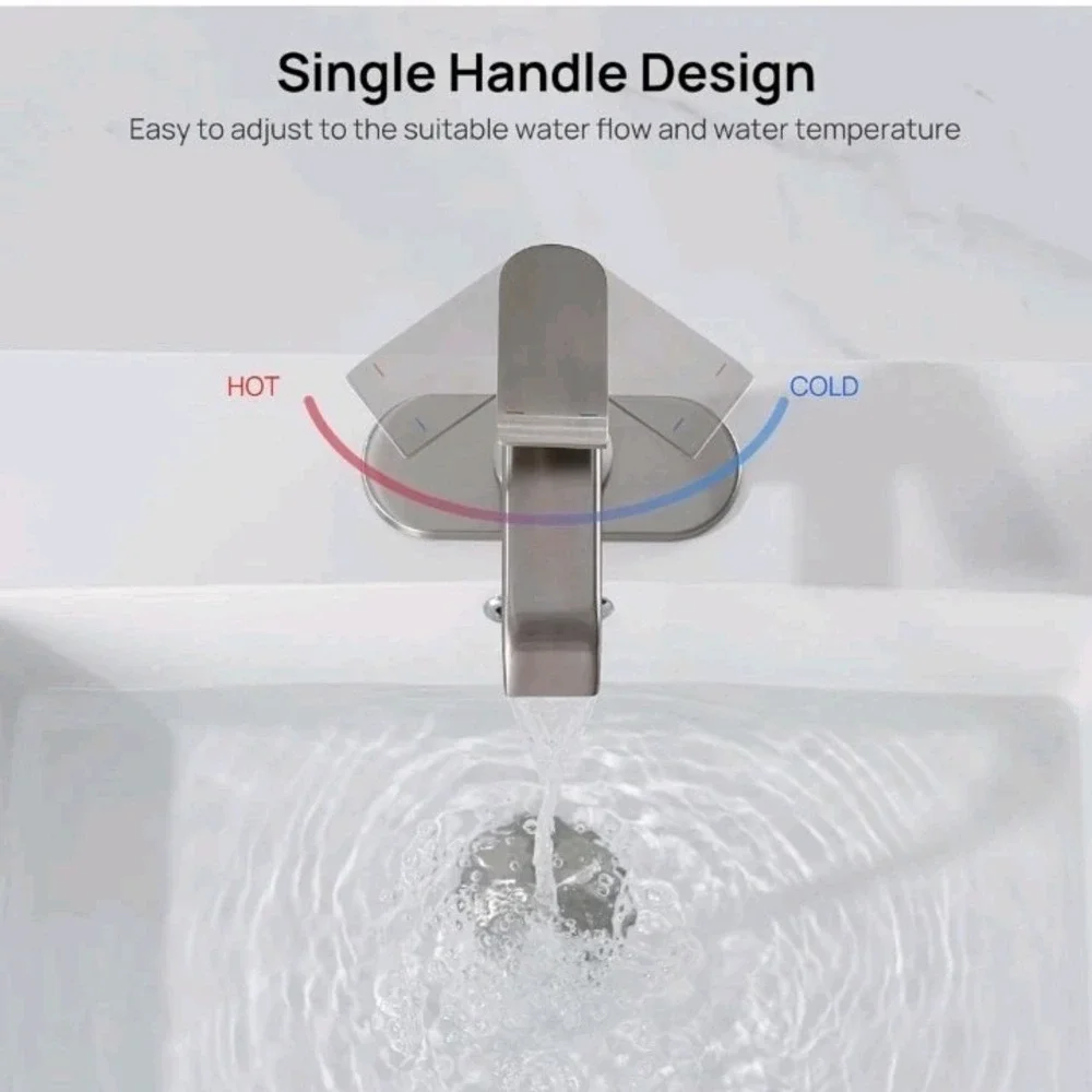 Brushed Nickel Waterfall Single Handle‎ Bathroom Faucet